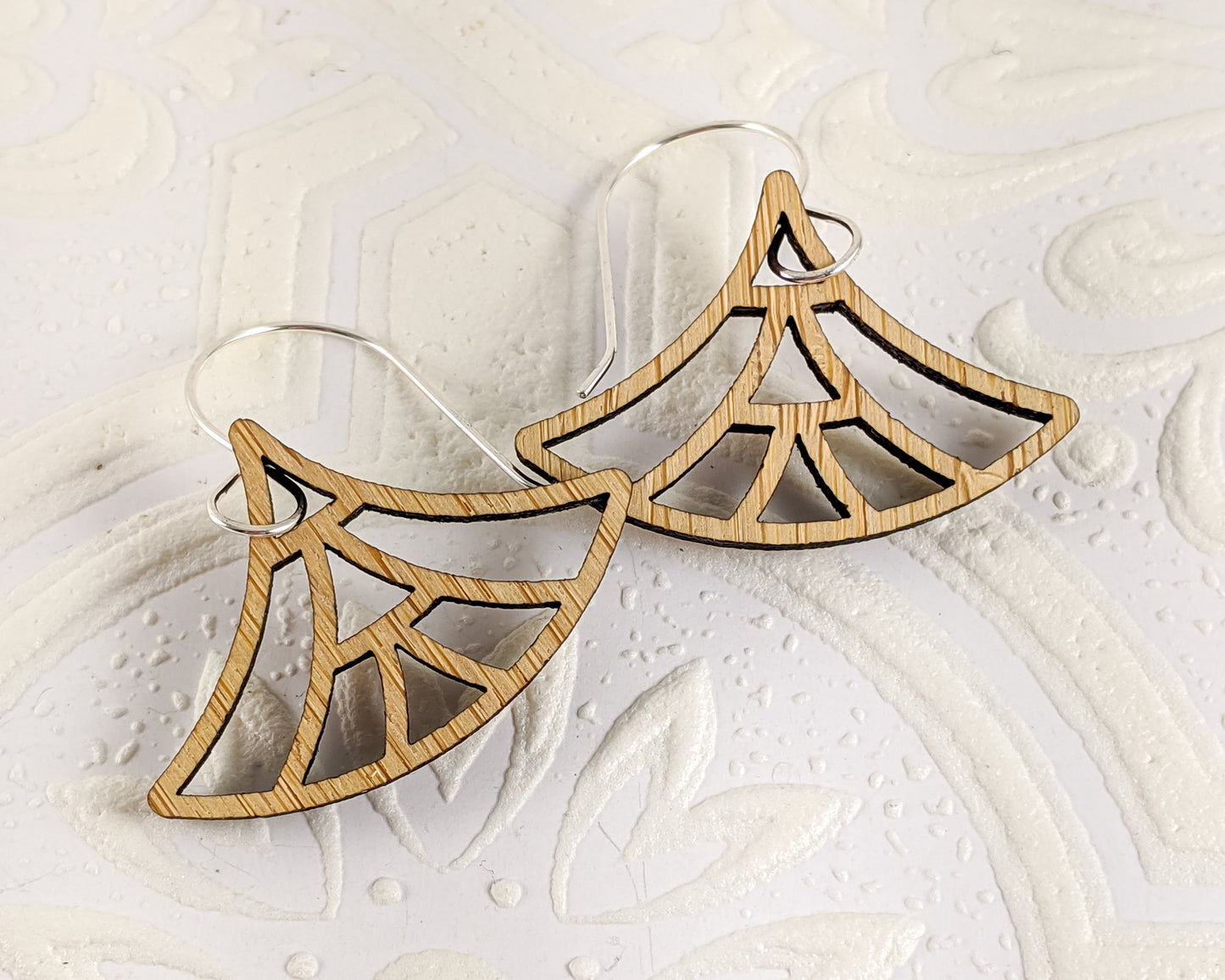 Deco Lotus Earrings, Bamboo