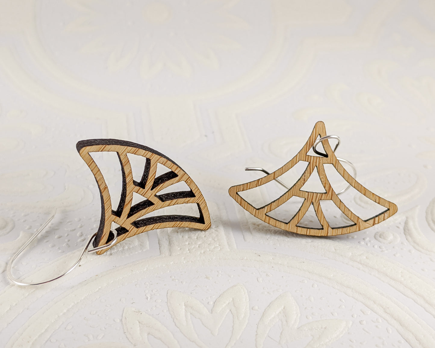 Deco Lotus Earrings, Bamboo