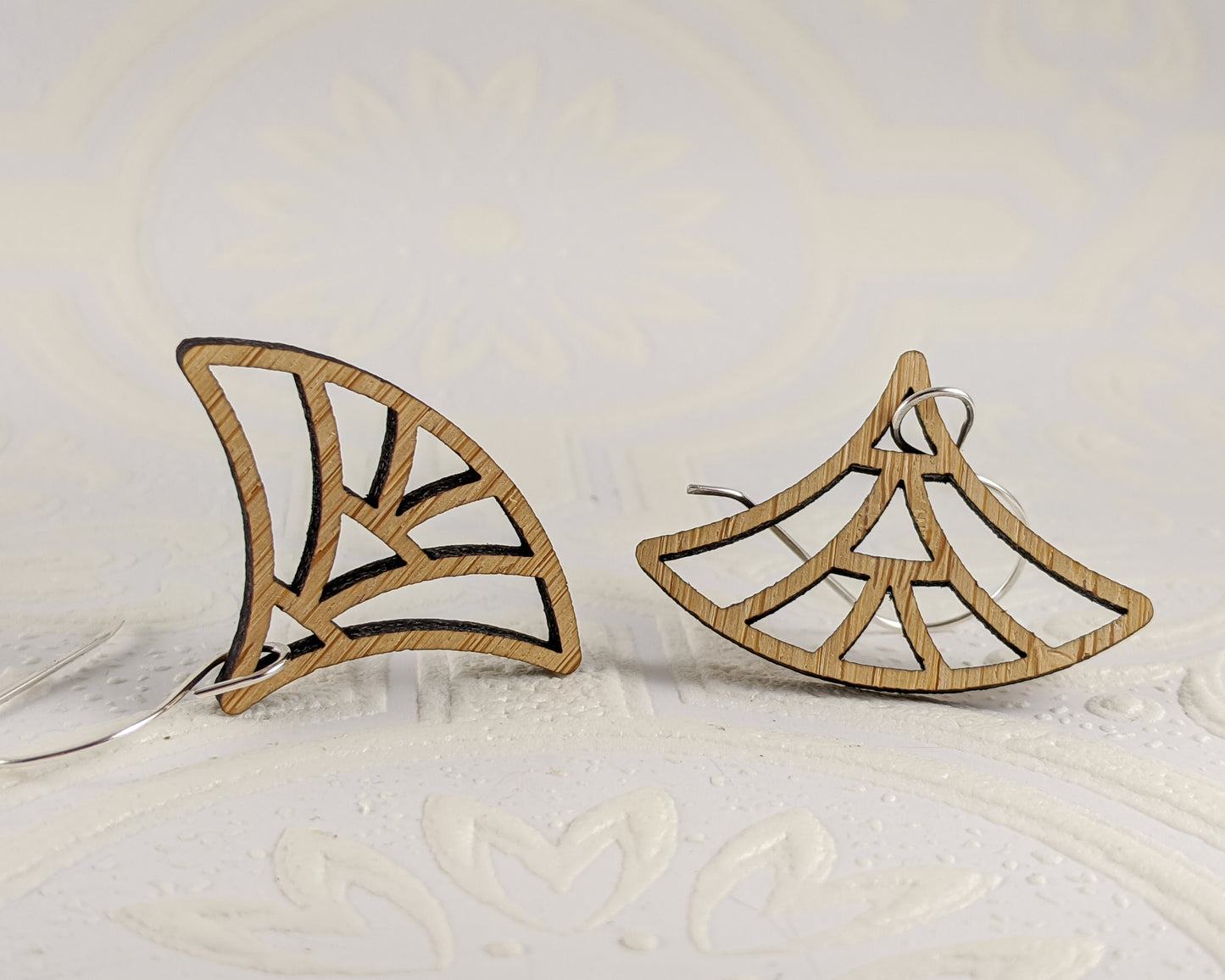 Deco Lotus Earrings, Bamboo