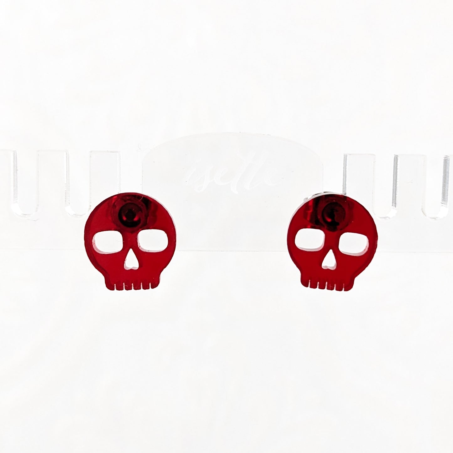 Skulls Studs, Transparent Red