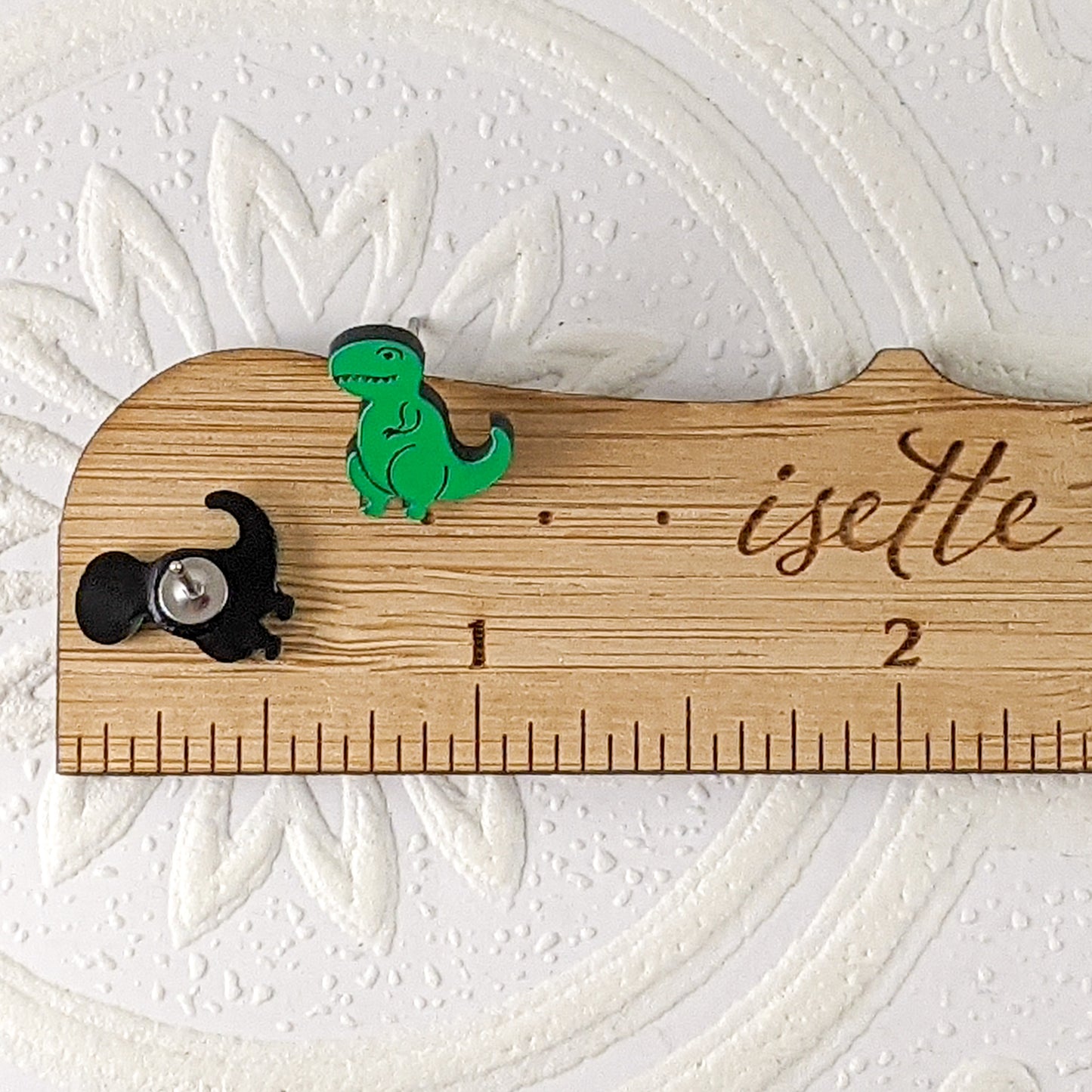 T-Rex Dino Stud Earrings, green