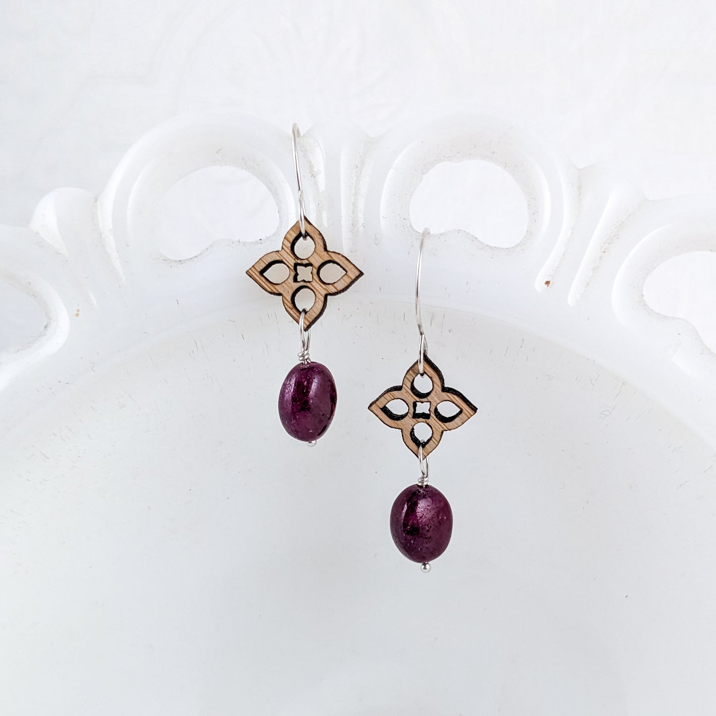 Quadrillium Earrings with Rubies