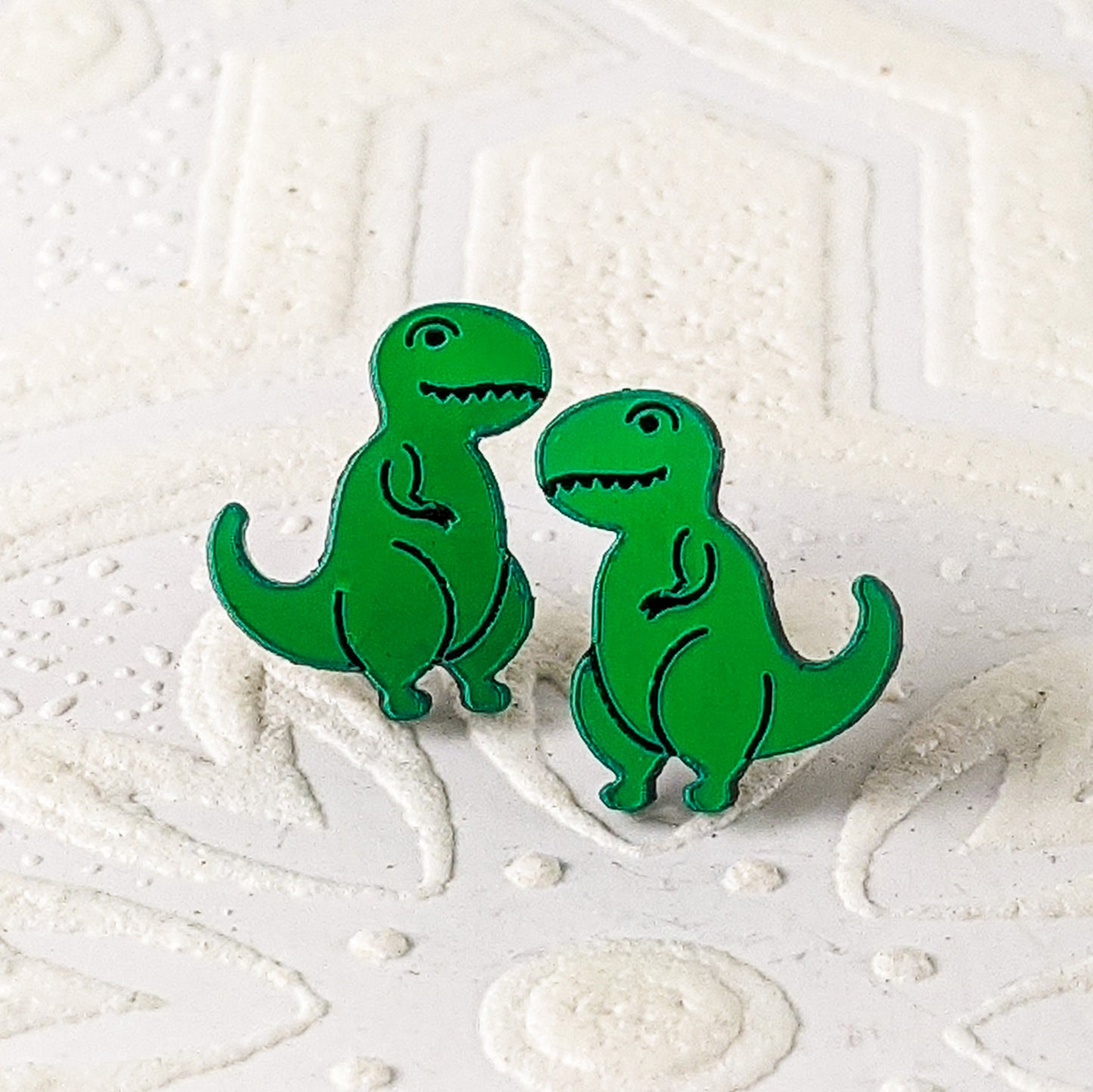 T-Rex Dino Stud Earrings, green